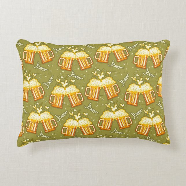 Glasses Of Beer Pattern Decorative Cushion (Front)