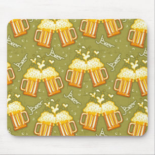 Glasses Of Beer Pattern Mouse Mat
