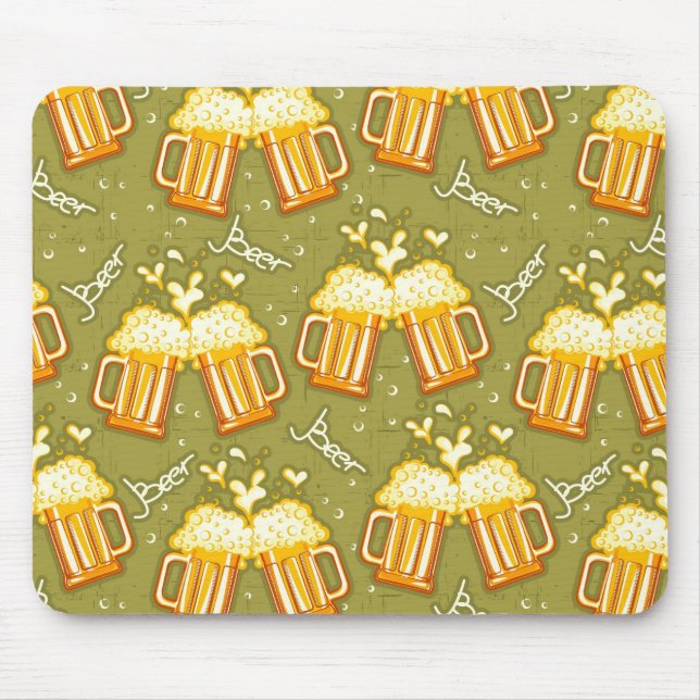 Glasses Of Beer Pattern Mouse Mat (Front)