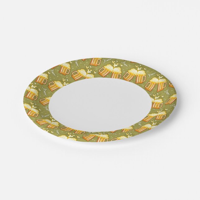 Glasses Of Beer Pattern Paper Plate (Angled)