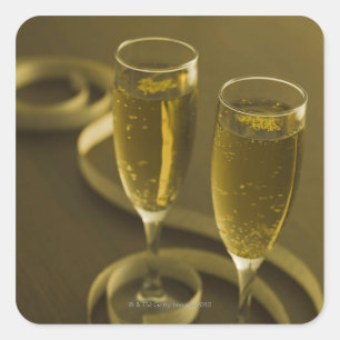 Glasses of champagne square sticker