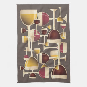 Glasses of Red and White Wine Kitchen Towel