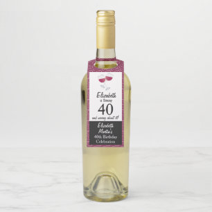 Glasses of Red Wine   40th Birthday Party Bottle Tag