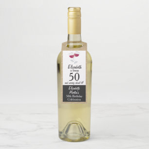 Glasses of Red Wine   50th Birthday Party Bottle Tag