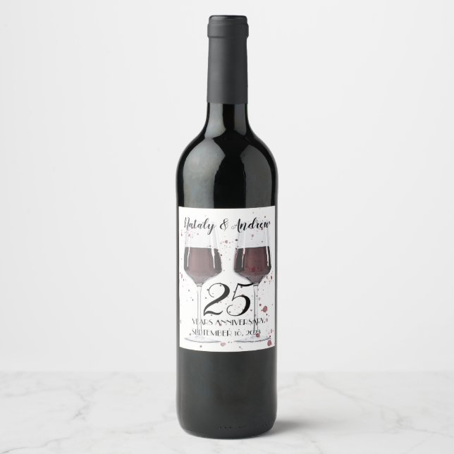 Glasses of red wine wine label (Front)