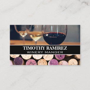 Glasses of Varietal Wines   Corks Business Card