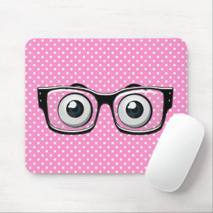 Glasses on Polka Dots Mouse Mat