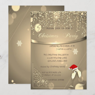 Glasses,Santa Hat,Confetti CompanyChristmas Party Invitation