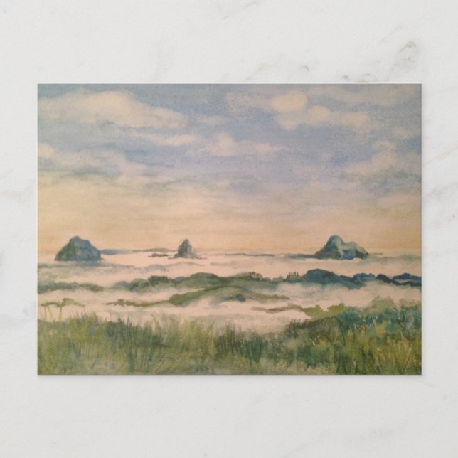 Glasshouse Mountains in a cloud blanket Postcard (Front)