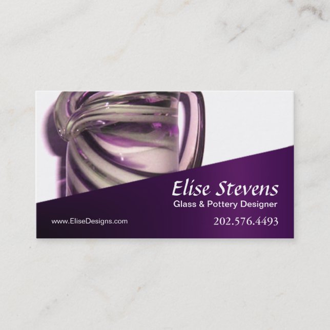 "Glassique" - Glass Design, Pottery Designer Business Card (Front)