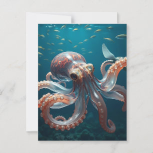 Glasslike Octopus in the Deep Sea Postcard