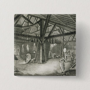 Glassmaking factory, from the 'Encyclopaedia' by 15 Cm Square Badge