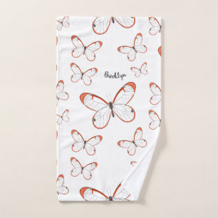 Glasswing butterfly cartoon illustration bath towel set