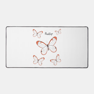Glasswing butterfly cartoon illustration desk mat