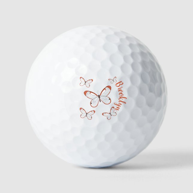Glasswing butterfly cartoon illustration  golf balls (Front)