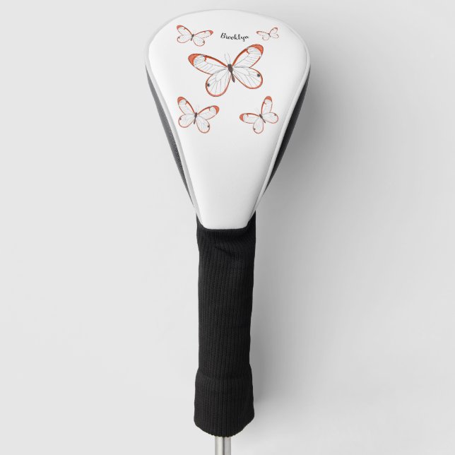 Glasswing butterfly cartoon illustration golf head cover (Front)