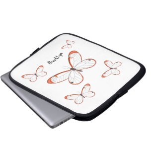 Glasswing butterfly cartoon illustration  laptop sleeve