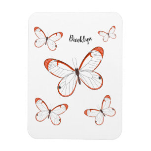 Glasswing butterfly cartoon illustration magnet