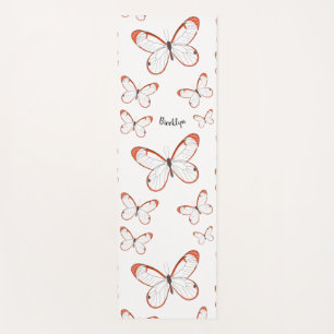 Glasswing butterfly cartoon illustration yoga mat