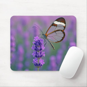 Glasswing Butterfly On a Lavender Blossom Mouse Mat