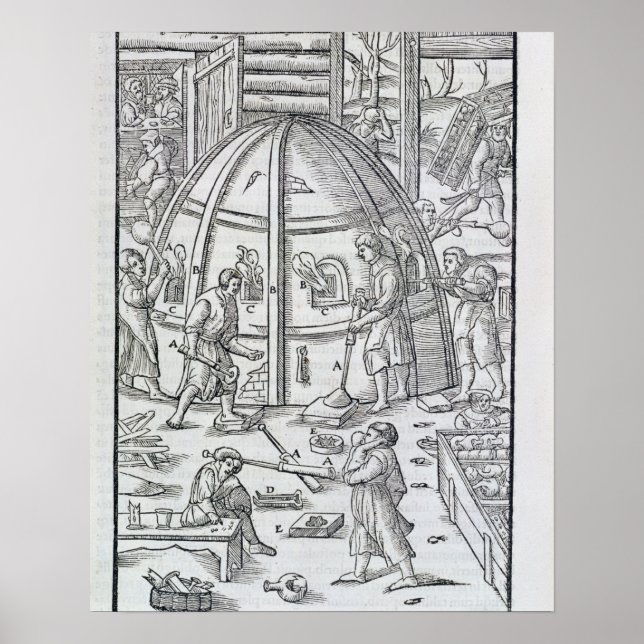 Glassworks, illustration showing the marble furnac poster (Front)