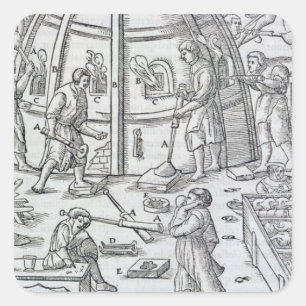 Glassworks, illustration showing the marble furnac square sticker