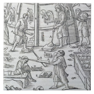 Glassworks, illustration showing the marble furnac tile