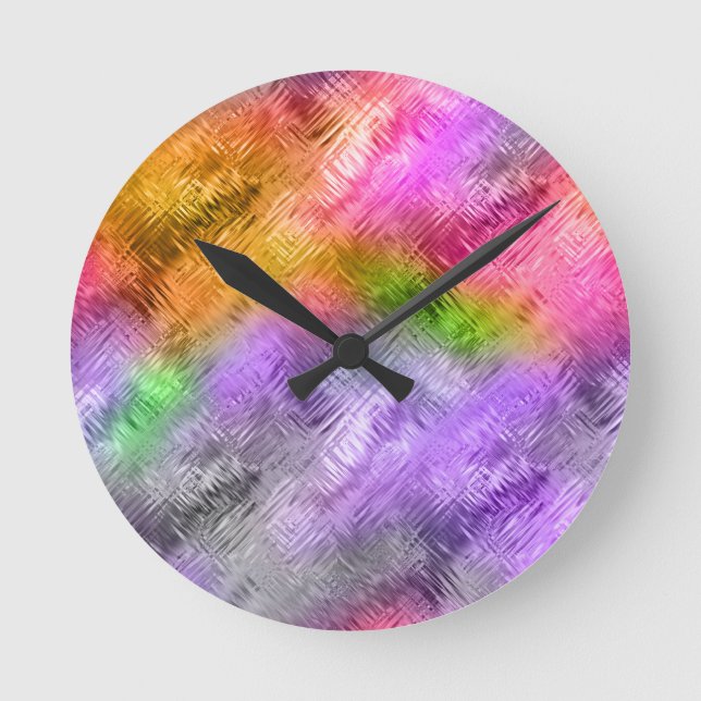 Glassy Ametrine Purple Texture Round Clock (Front)