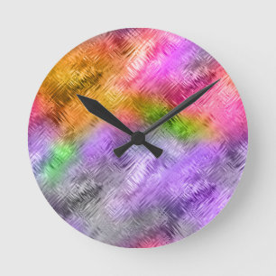 Glassy Ametrine Purple Texture Round Clock