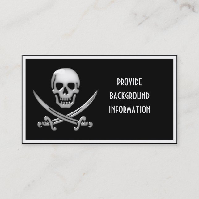 Glassy Pirate Skull & Sword Crossbones Business Card (Front)