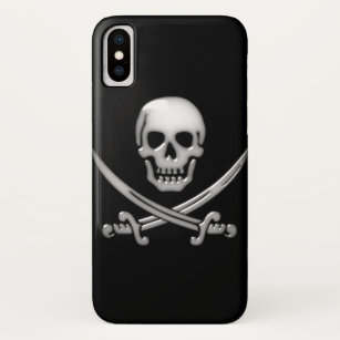 Glassy Pirate Skull & Sword Crossbones iPhone X Case