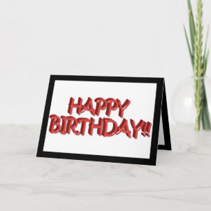 Glassy Red Happy Birthday Text Image Card