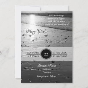 Glassy Sand Grayscale Wedding Invitation