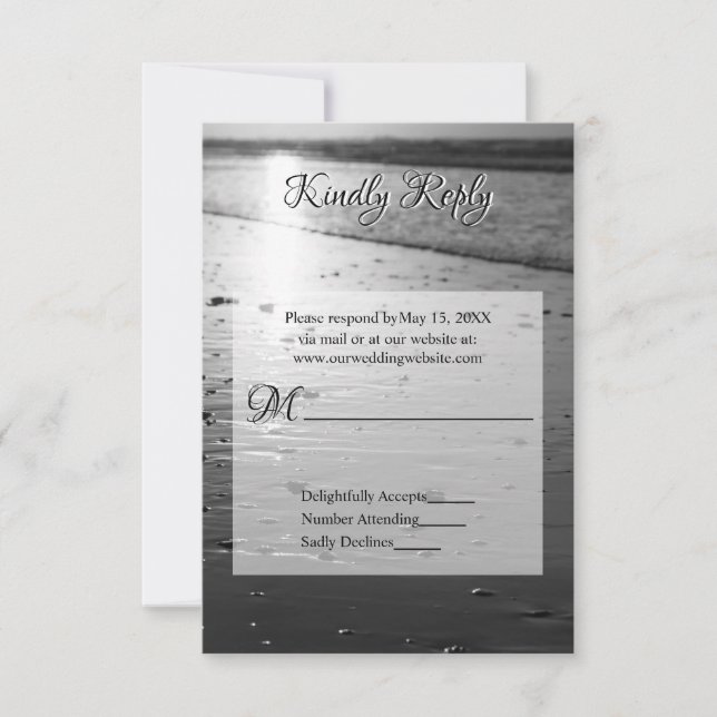 Glassy Sand Grayscale Wedding RSVP Card (Front)