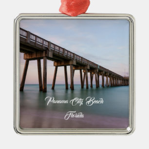 Glassy Waters At Panama City Beach Pier Metal Tree Decoration