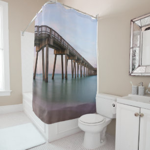 Glassy Waters At Panama City Beach Pier Shower Curtain