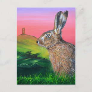 Glastonbury Hare Postcard