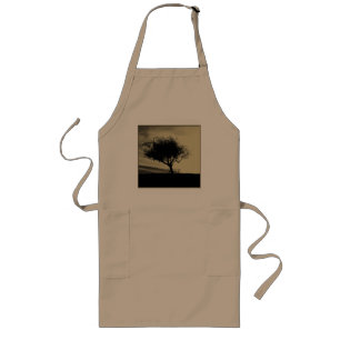 Glastonbury Hawthorn. Tree on Hill. Sepia Colour. Long Apron