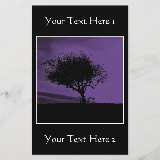 Glastonbury Hawthorn. Tree on Hill. Violet, Black. (Front)