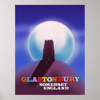 Glastonbury Tor Somerset travel poster