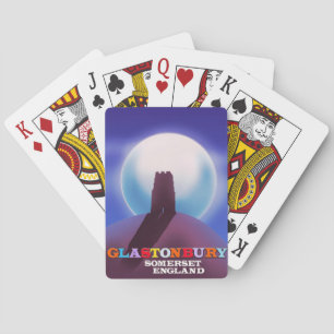 Glastonbury Tor Somerset travel poster Playing Cards