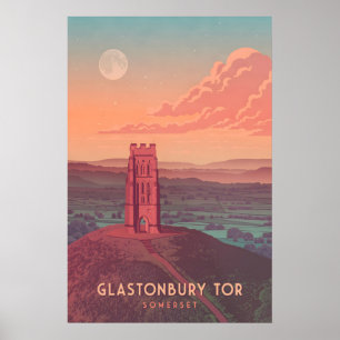 Glastonbury Tor Travel Poster