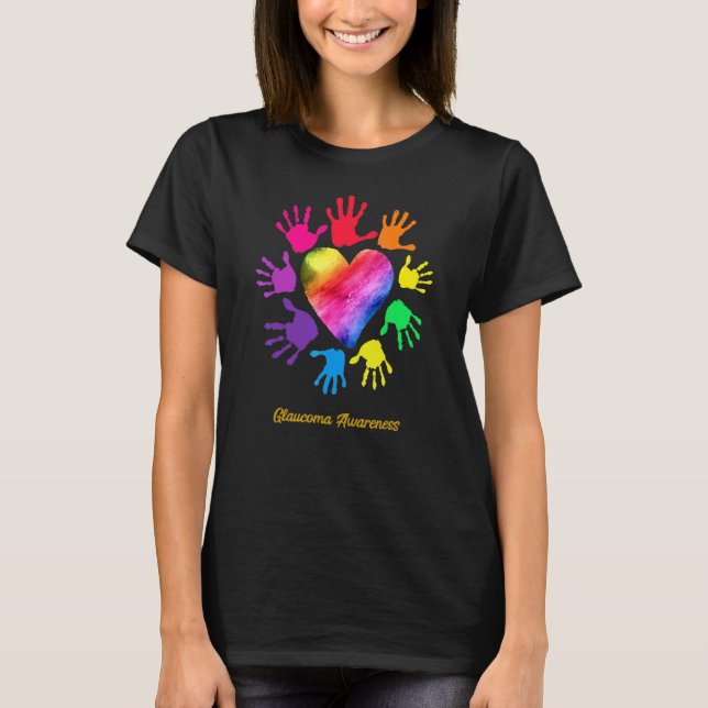 Glaucoma Awareness Hands Glaucoma T-Shirt (Front)