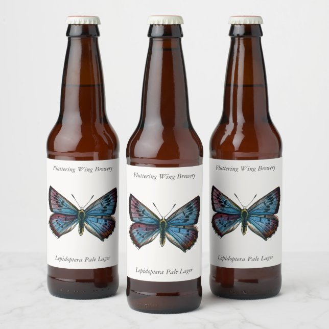 Glaucopsyche arion - The Large Blue Butterfly Beer Bottle Label (Bottles)