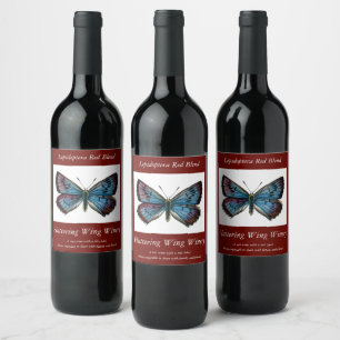 Glaucopsyche arion - The Large Blue Butterfly Wine Label