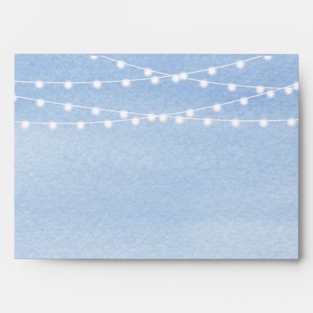 Glaucous Blue Watercolor String Lights Envelope (Front)
