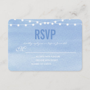 Glaucous Blue Watercolor String Lights RSVP Card