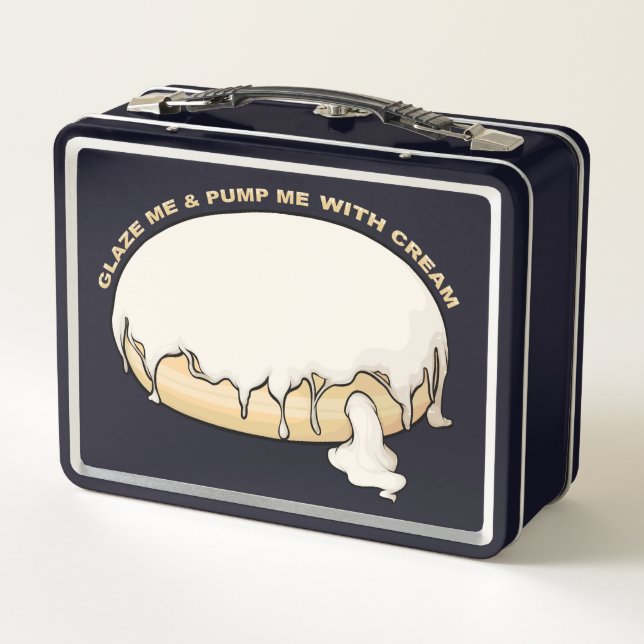 Glaze Me & Pump Me With Cream Doughnut Metal Lunch Box (Back)
