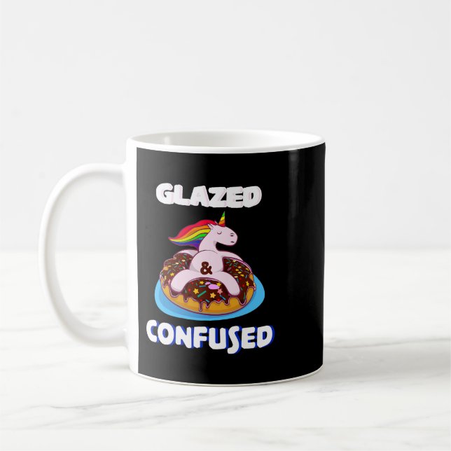 Glazed And Confused Doughnut Coffee Mug (Left)