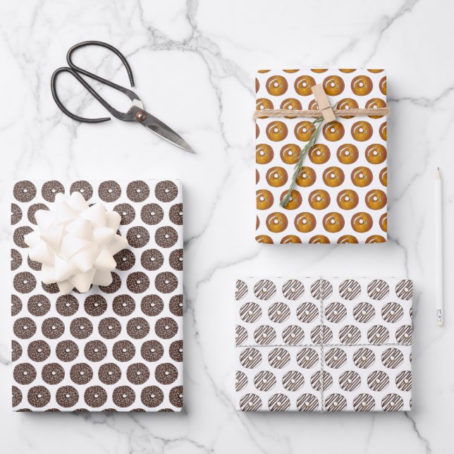 Glazed Coconut Zebra Stripe Doughnut Doughnut Prin Wrapping Paper Sheet (Front)